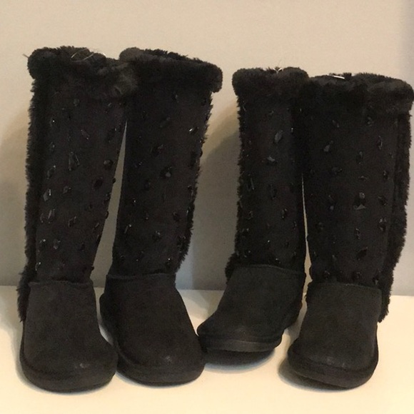 NWT Black, Fluffy, and Bedazzled Justice Boots - Picture 6 of 8